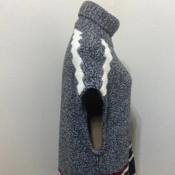 LOFT Turtle Neck Tunic Vest Sweater Size XS/S Oversized Cream/Black\Red - Picture 6 of 12